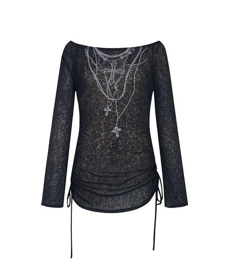 Dark Crucifix Long Sleeve Top - Shirts & Tops