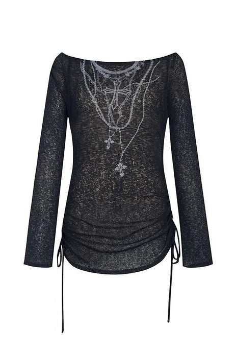 Dark Crucifix Long Sleeve Top - Shirts & Tops