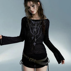 Dark Crucifix Alt Long Sleeve Top Shoptery