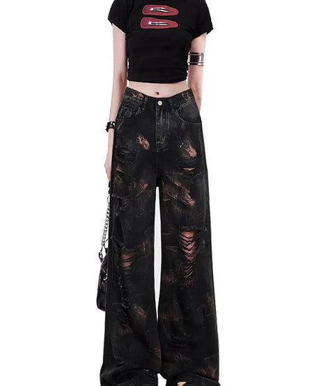 Dark Distortion Ripped Jeans - 