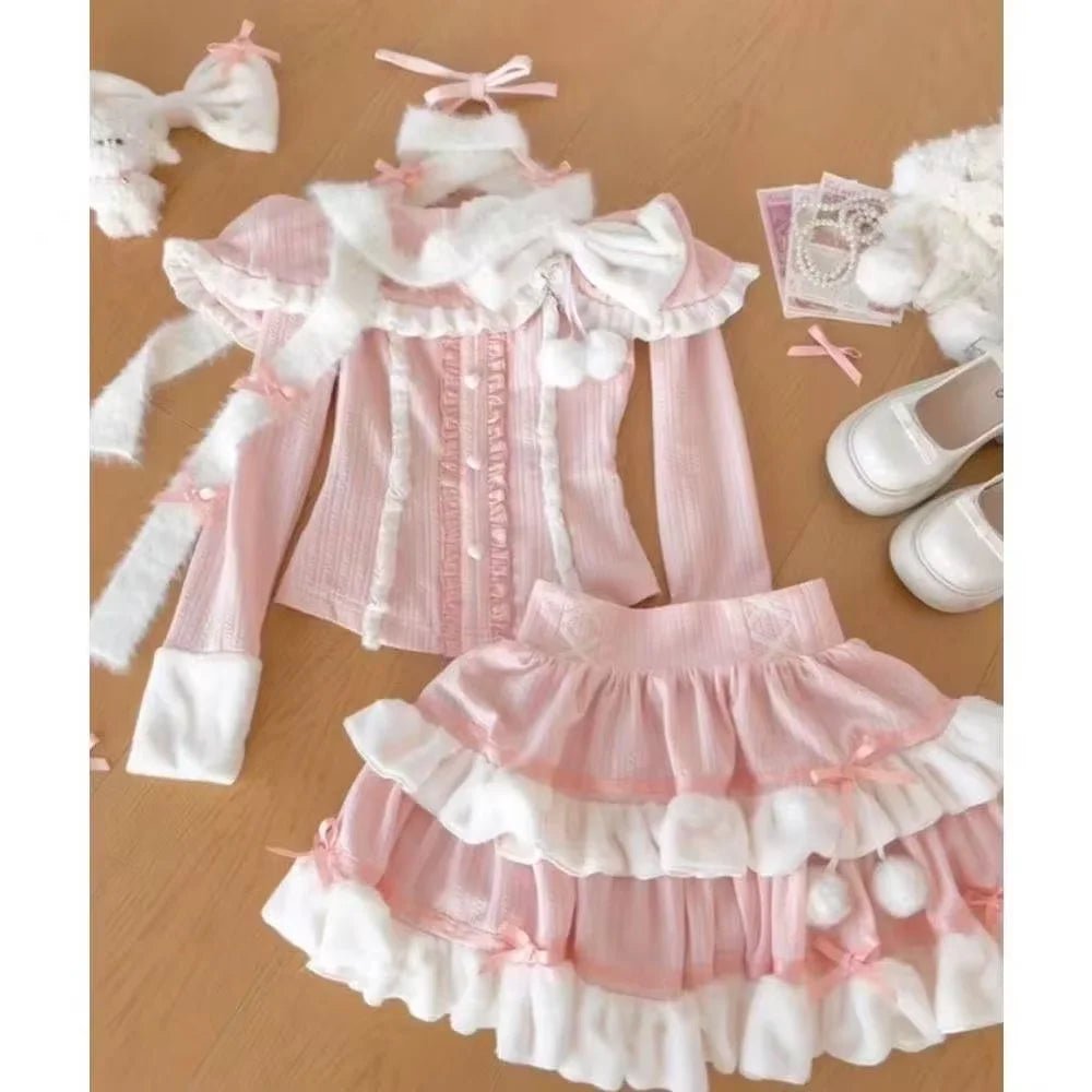 Acubi Dark Doll Bow-Knit Outfit Set 11991 Shoptery