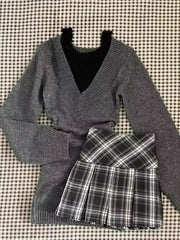 Acubi Dark Doll Bow-Knit Outfit Set 12294 Shoptery