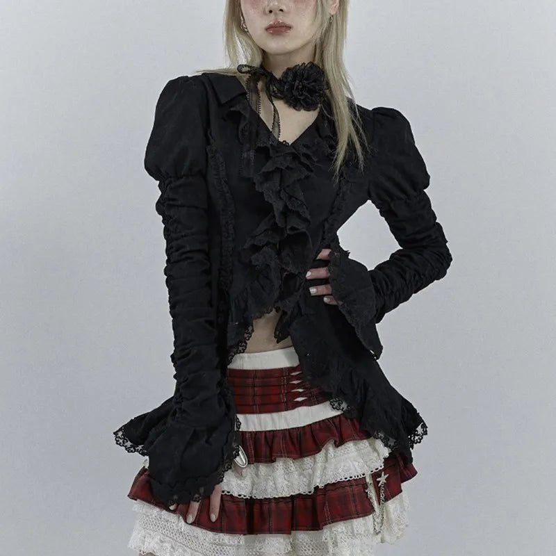 Alt Dark Romance Blouse black Shoptery