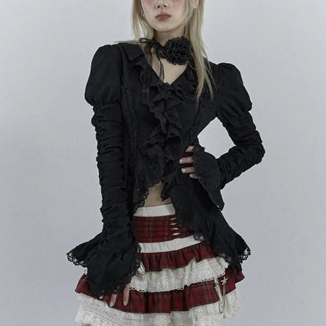 Alt Dark Romance Blouse black Shoptery