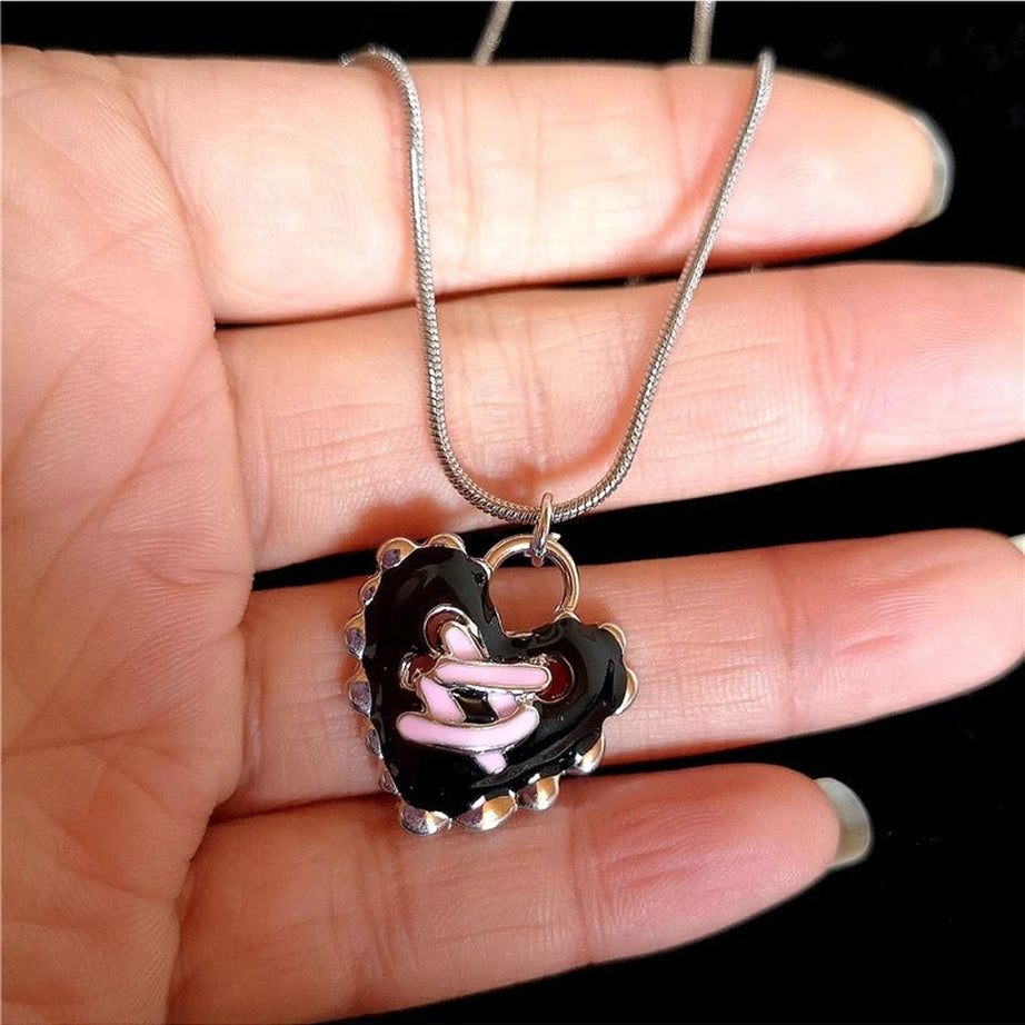 Pastel Goth Dark Romance Corset Heart Necklace 2 Shoptery