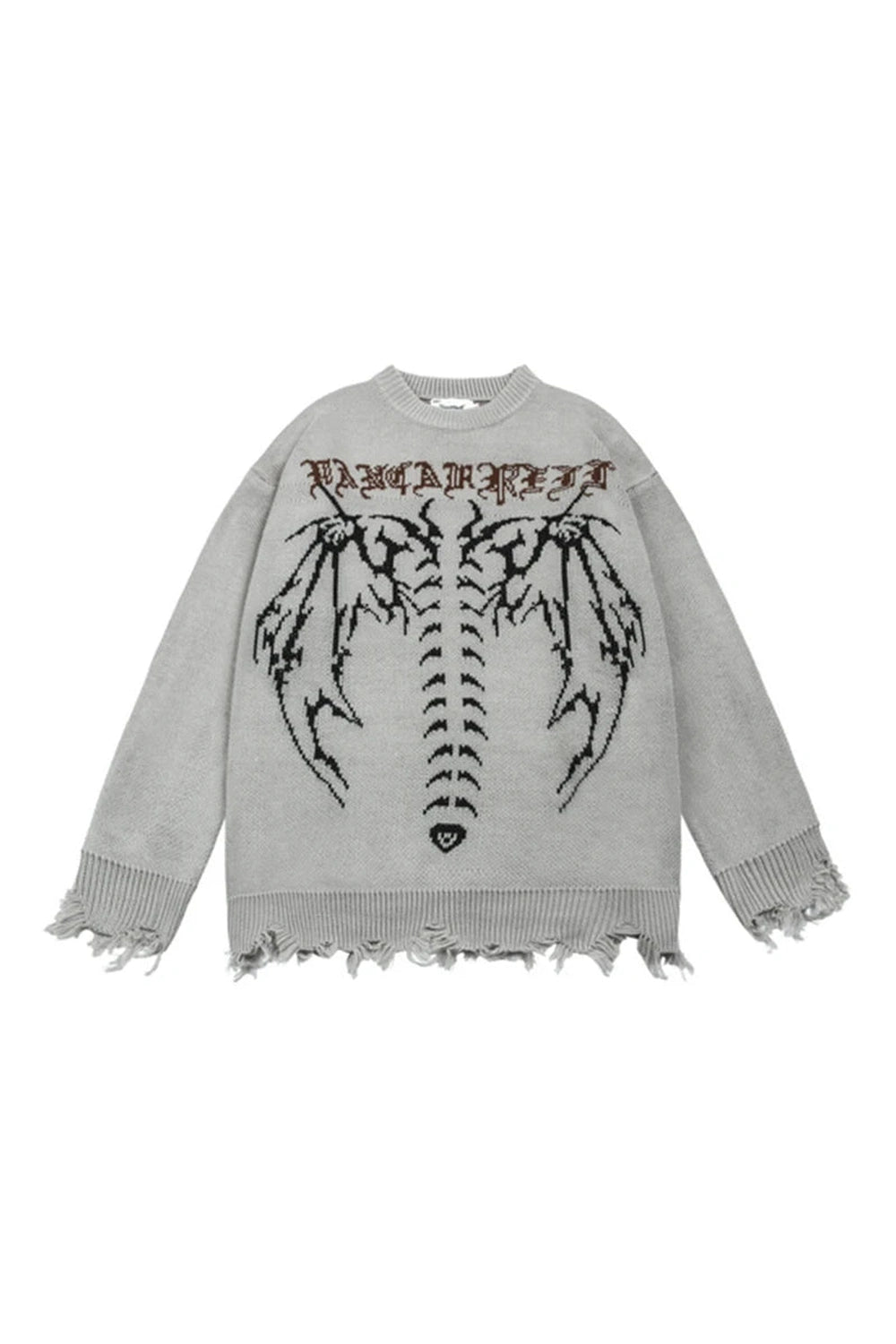 Dark Spine Alt Goth Knit Sweater Gray Shoptery