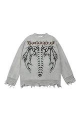 Dark Spine Alt Goth Knit Sweater Gray Shoptery