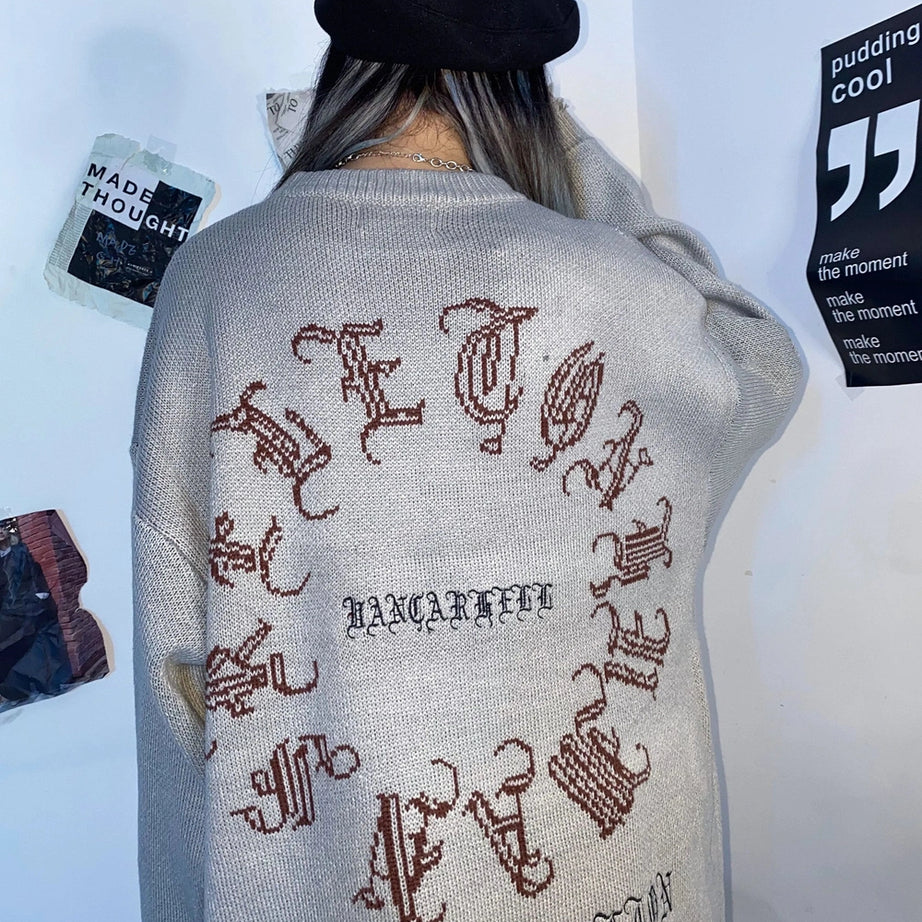Dark Spine Alt Goth Knit Sweater Shoptery