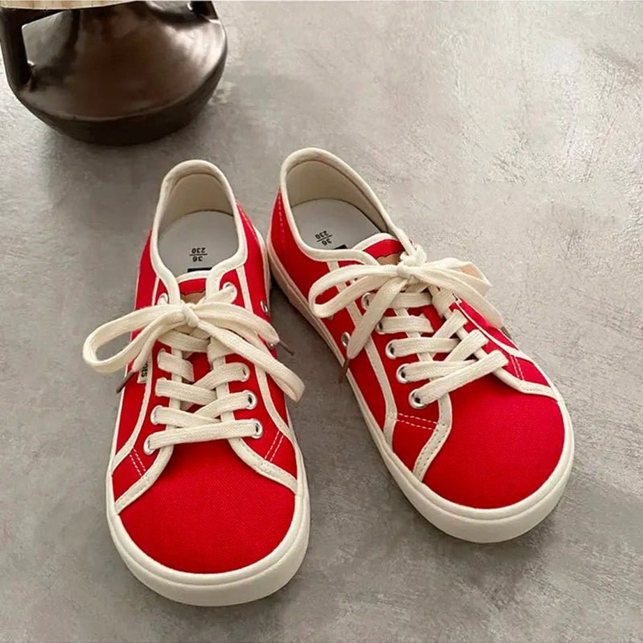 Aesthetic Designer Canvas Sneakers Red Shoptery