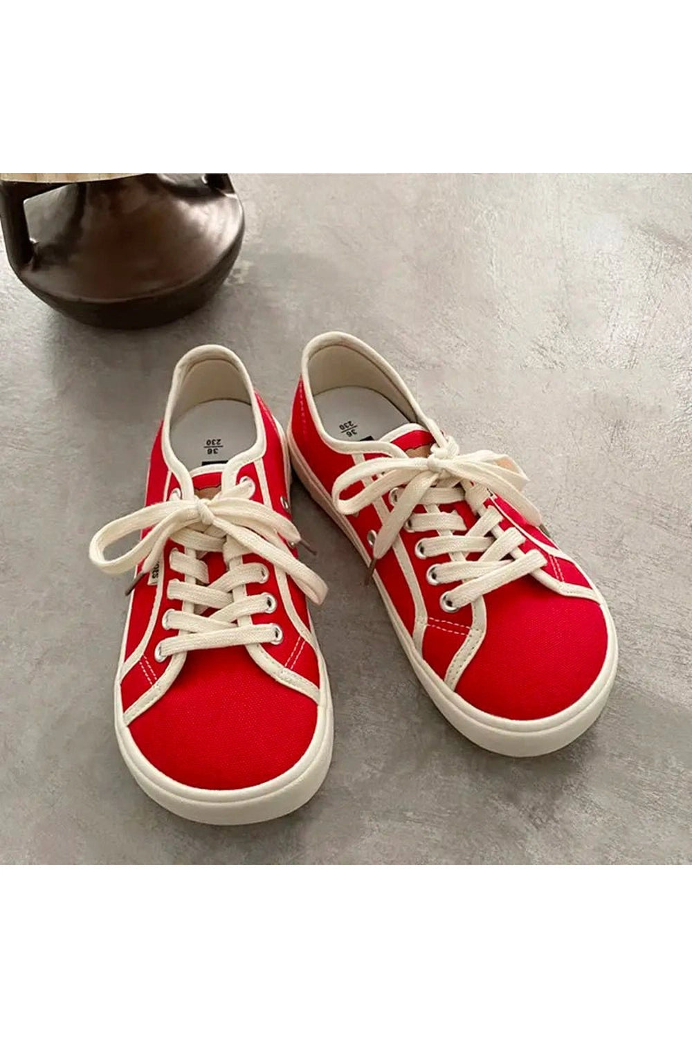 Aesthetic Designer Canvas Sneakers Red Shoptery