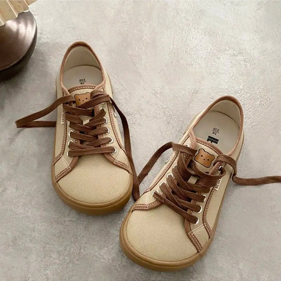 Aesthetic Designer Canvas Sneakers Cool Brown Shoptery