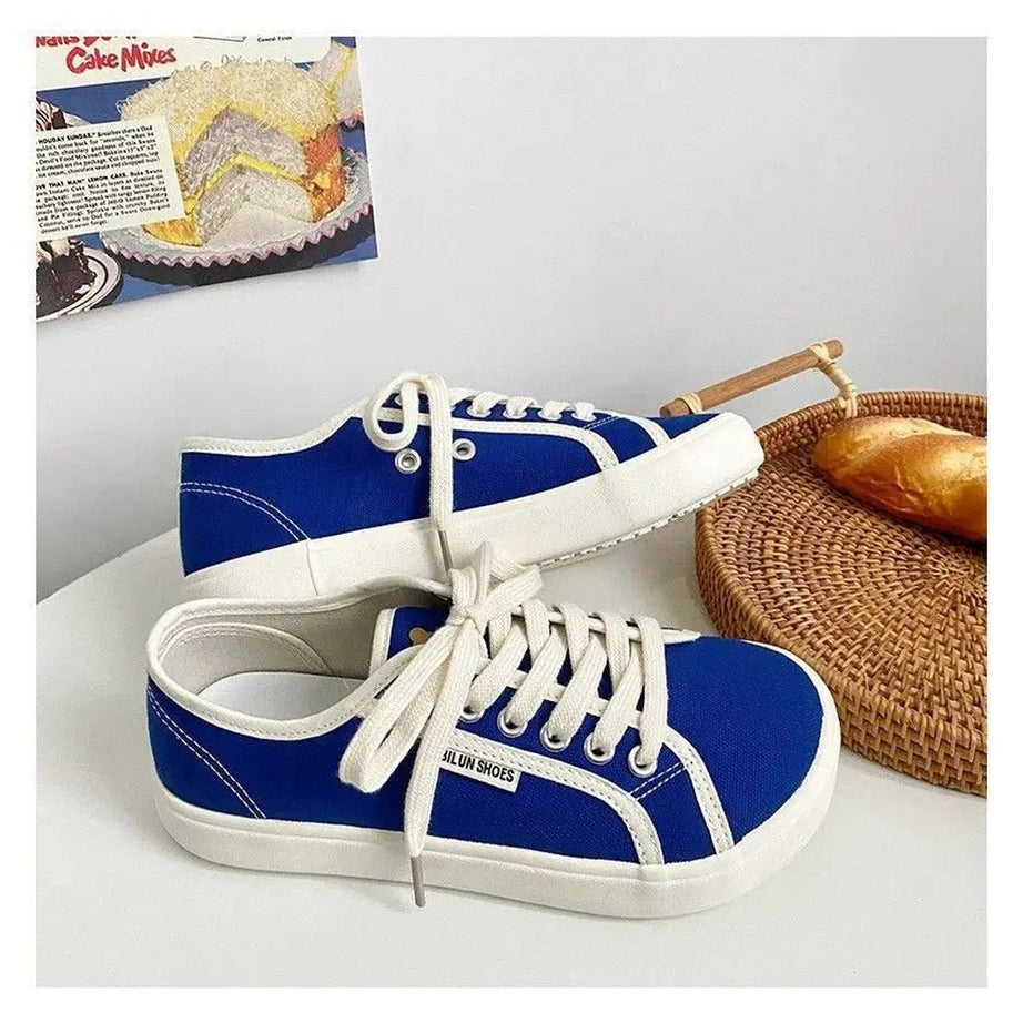 Aesthetic Designer Canvas Sneakers Blue Shoptery