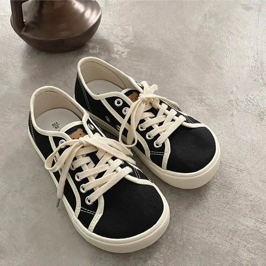 Aesthetic Designer Canvas Sneakers Black Shoptery