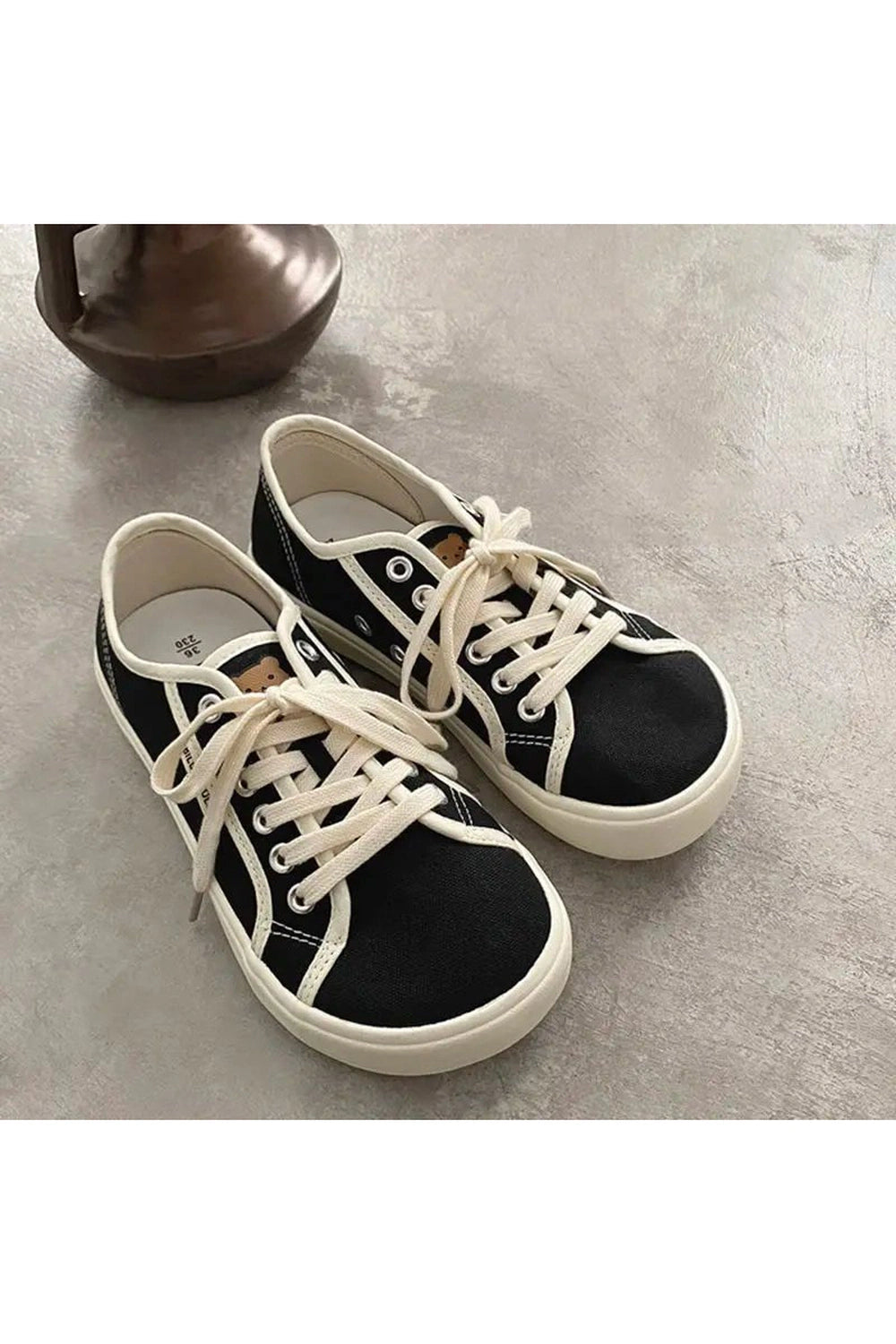 Aesthetic Designer Canvas Sneakers Black Shoptery