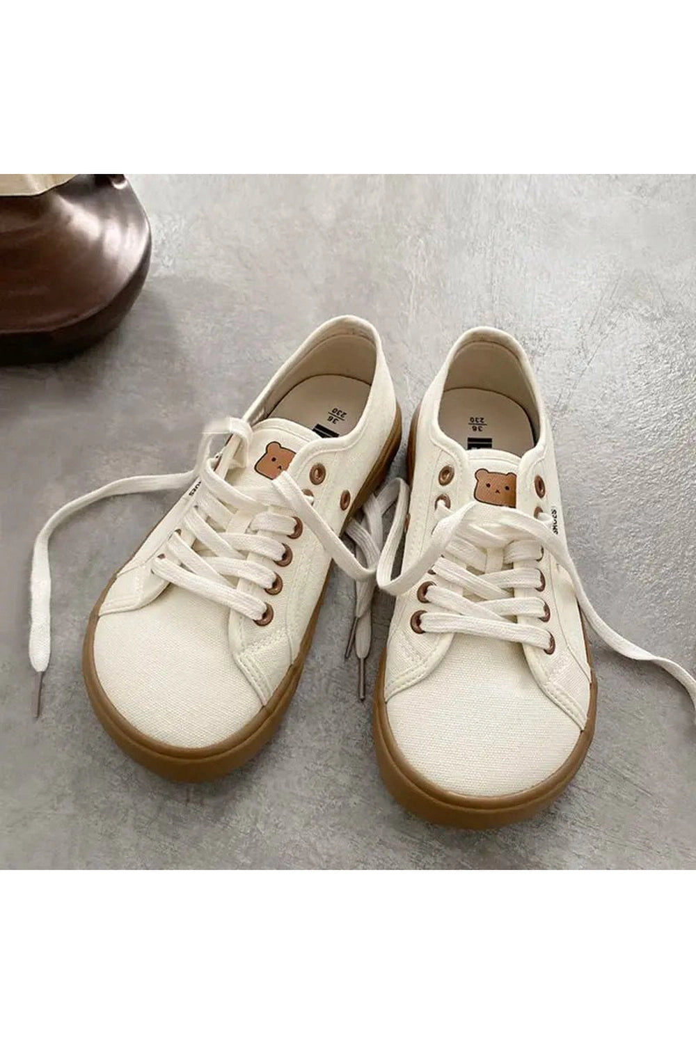 Aesthetic Designer Canvas Sneakers Beige Shoptery