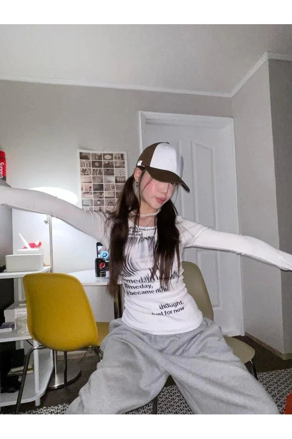 Alt Distorted Text Print Long Sleeve Top Shoptery