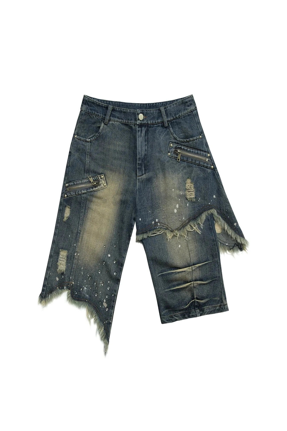 Distressed Grunge Bermuda Shorts - Shorts