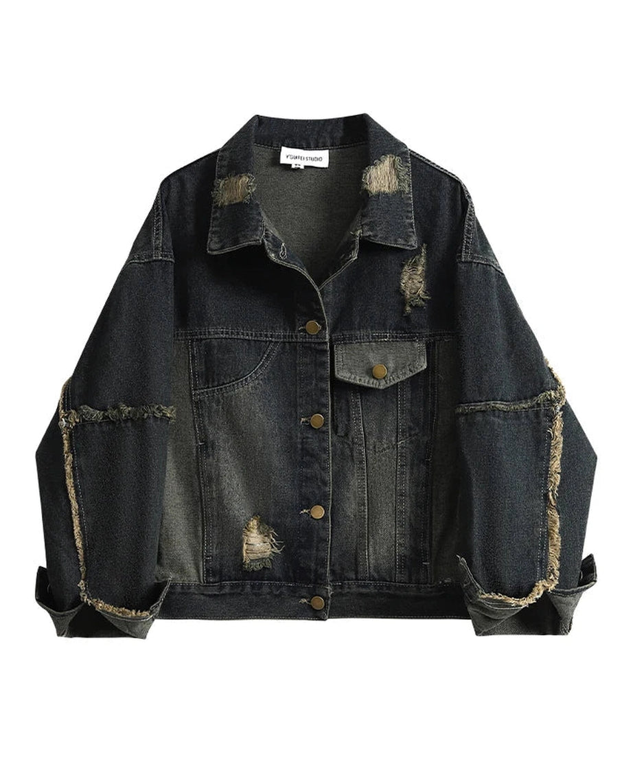 Distressed Midnight Denim Jacket - Coats & Jackets