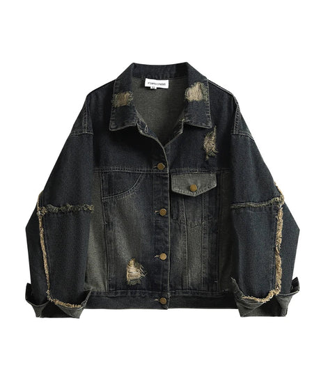 Distressed Midnight Denim Jacket - Coats & Jackets