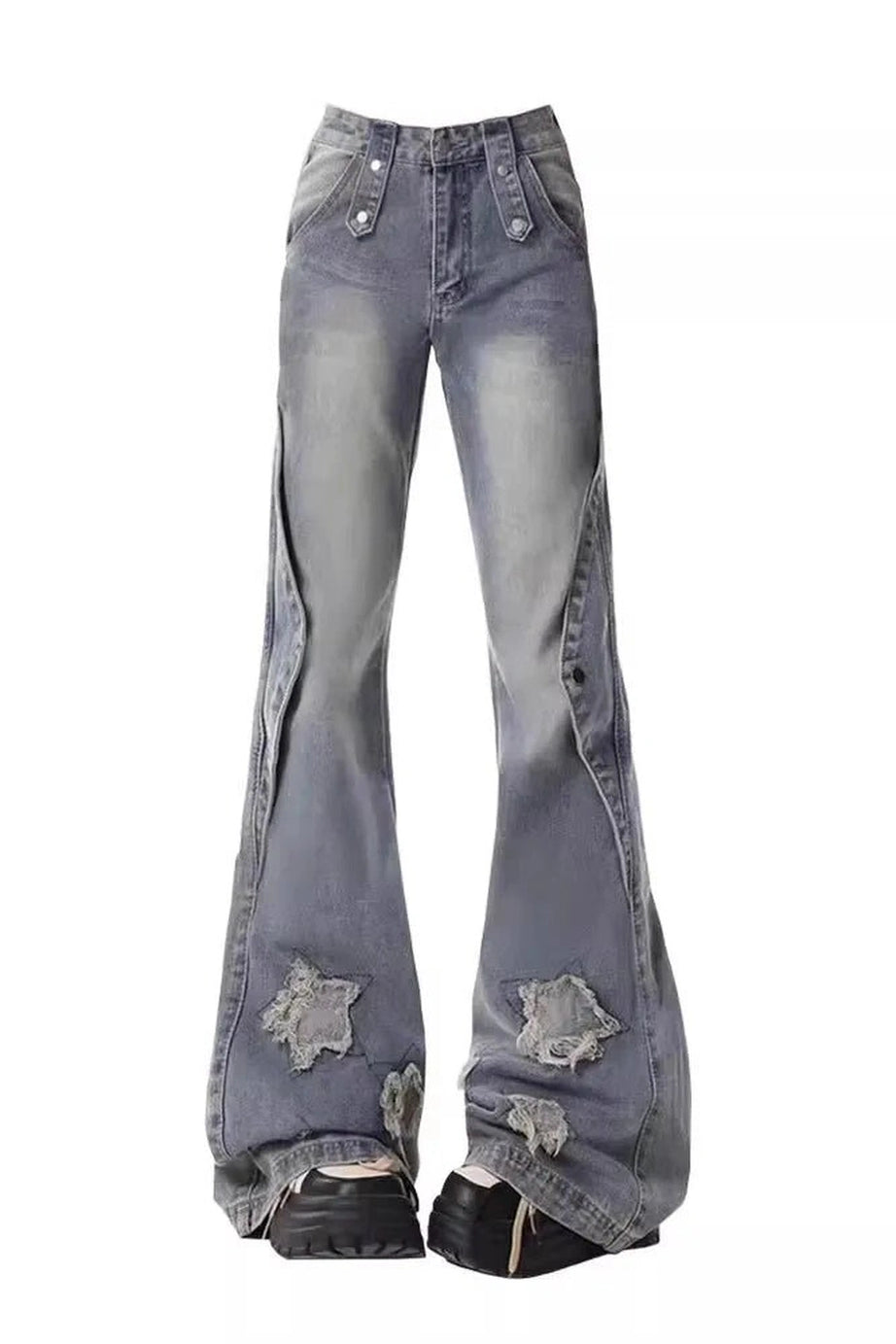 Distressed Star Flare Jeans - Jeans