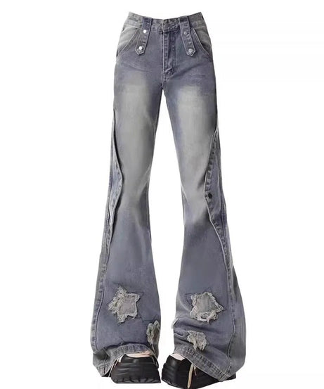 Distressed Star Flare Jeans - Jeans