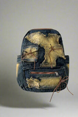 Distressed Y2k Denim Backpack Blue Shoptery