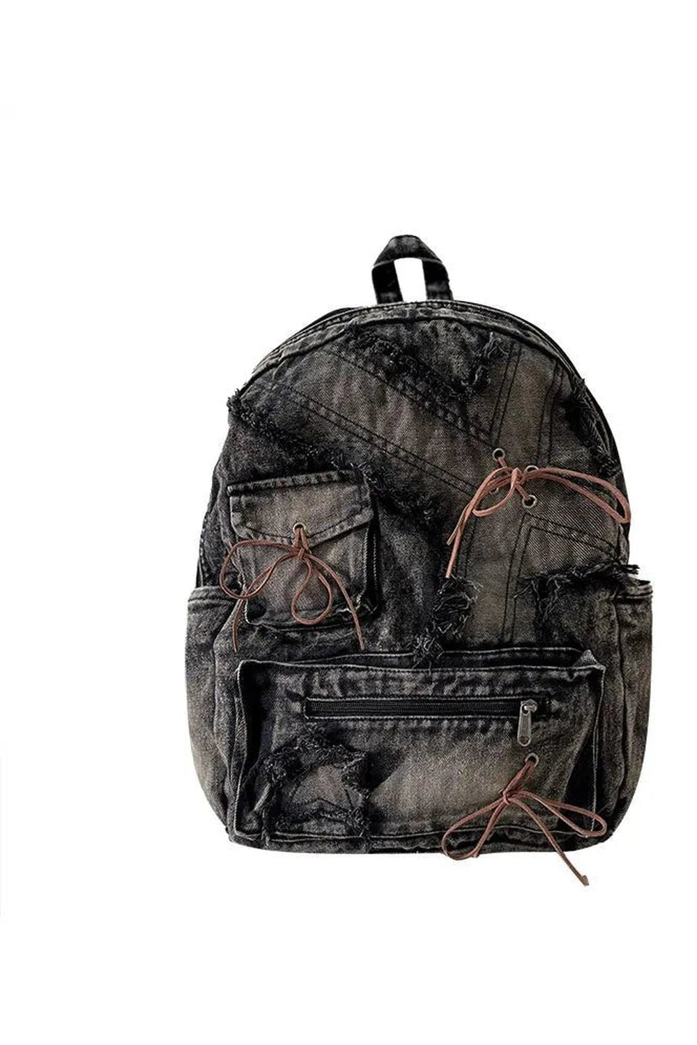 Distressed Vintage Denim Backpack - Backpacks