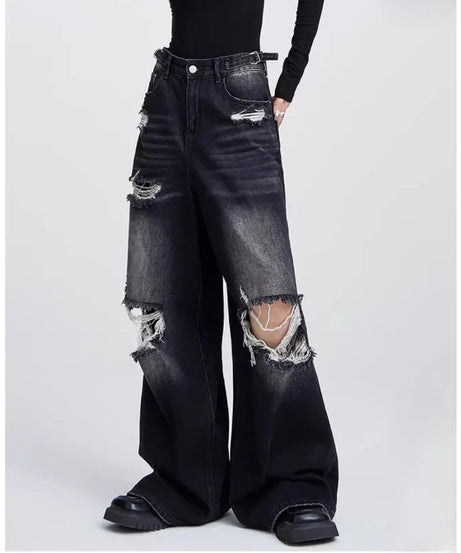 Distressed Wide - Leg Jeans - 