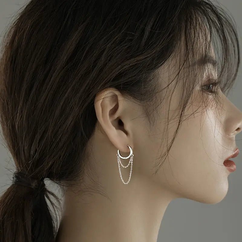 Double Chain Aesthetic Hoop Earrings Shoptery