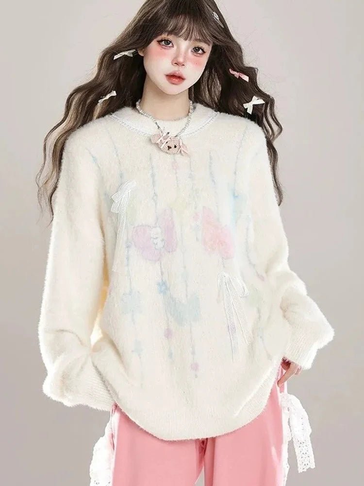 Dreamy Cloud Soft Kawaii Knit Sweater Beige white One Size Shoptery