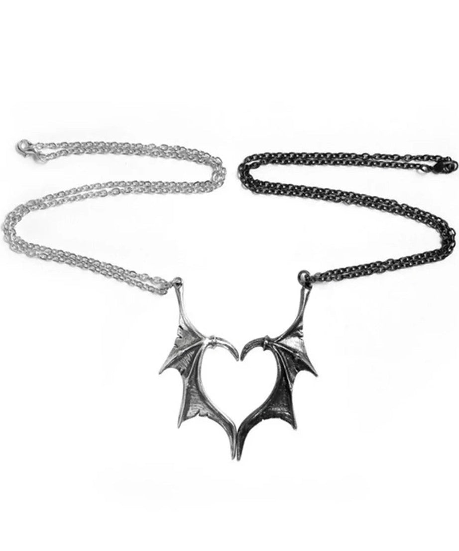 Duality Bat Wing Heart Necklace - Necklaces