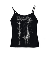 Alt Gothic Ruins Spaghetti Top Black1 Shoptery