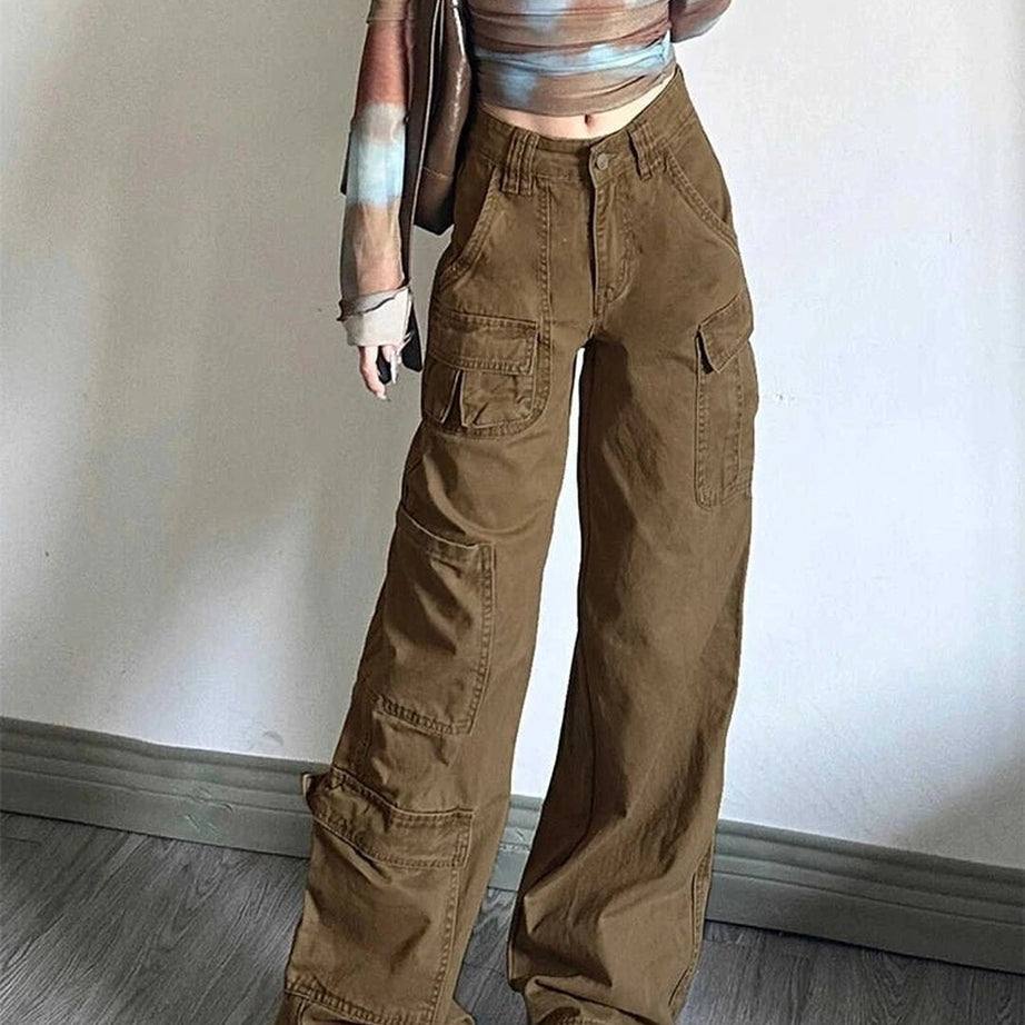Y2k Earthy Cargo Utility Pants Brown Shoptery