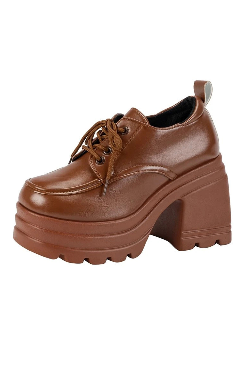 Aesthetic Eclipse Block Heel Boots yellowish-brown Shoptery