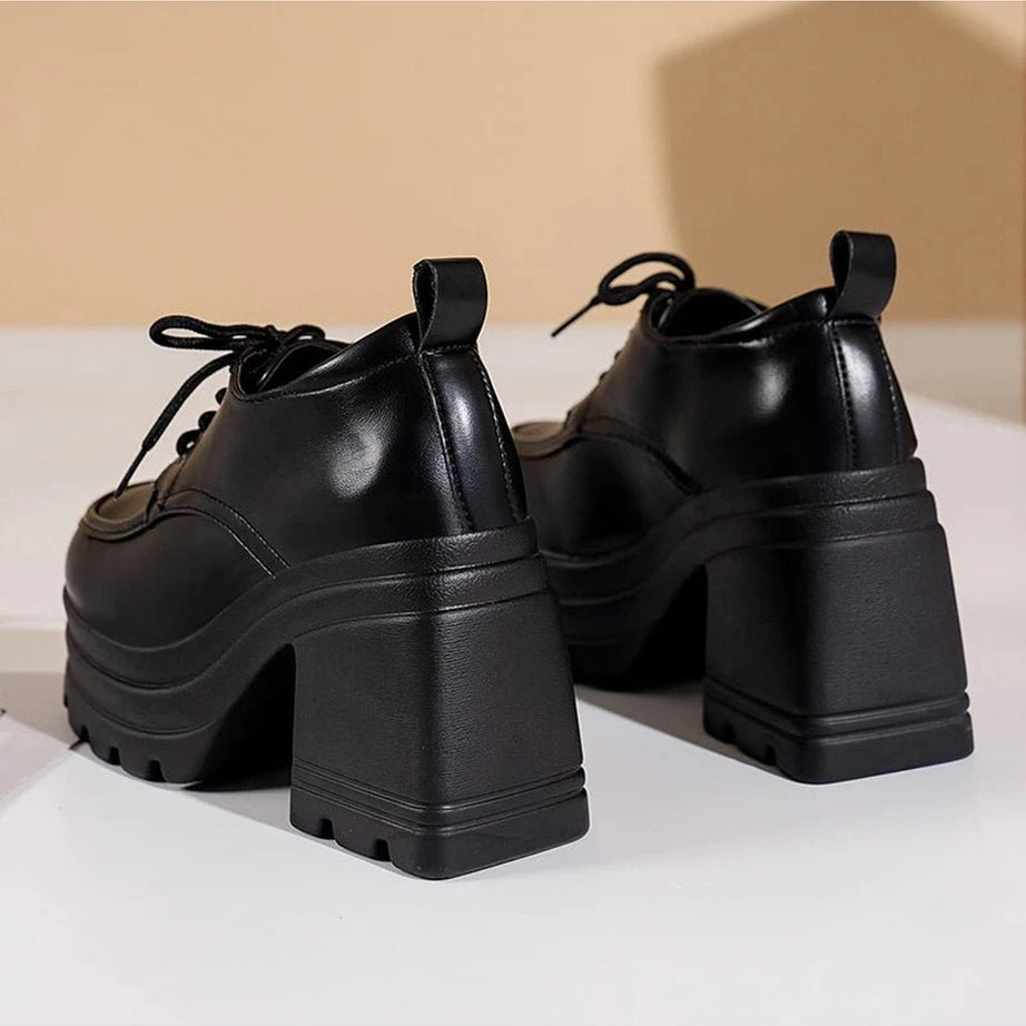 Aesthetic Eclipse Block Heel Boots Shoptery