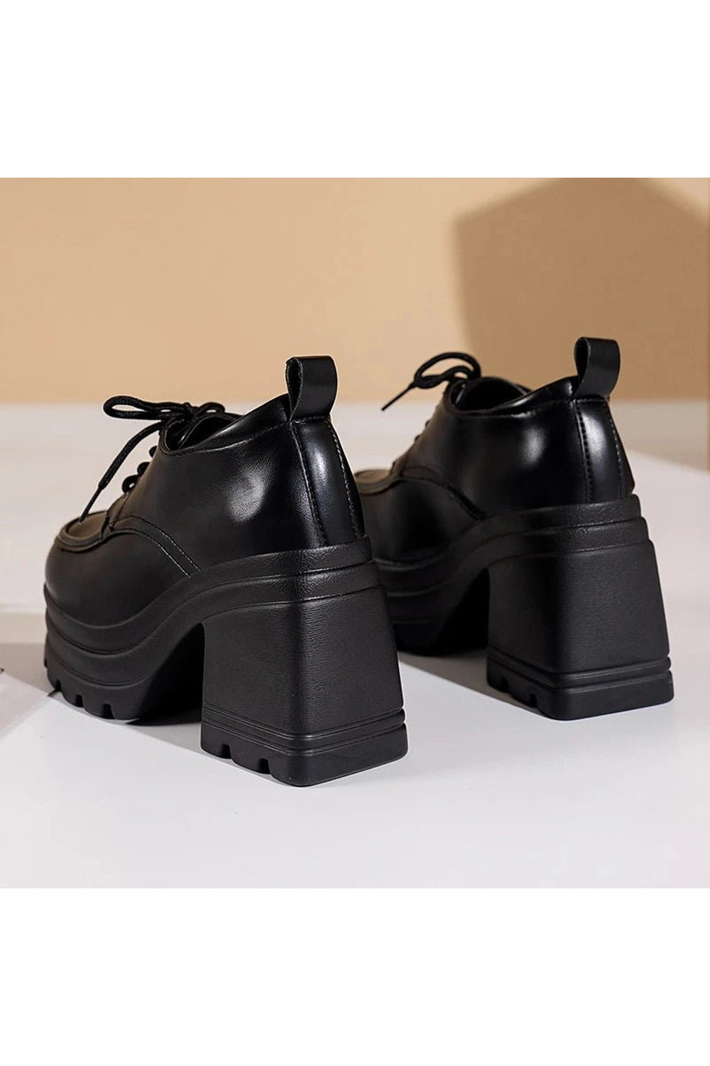 Aesthetic Eclipse Block Heel Boots Shoptery