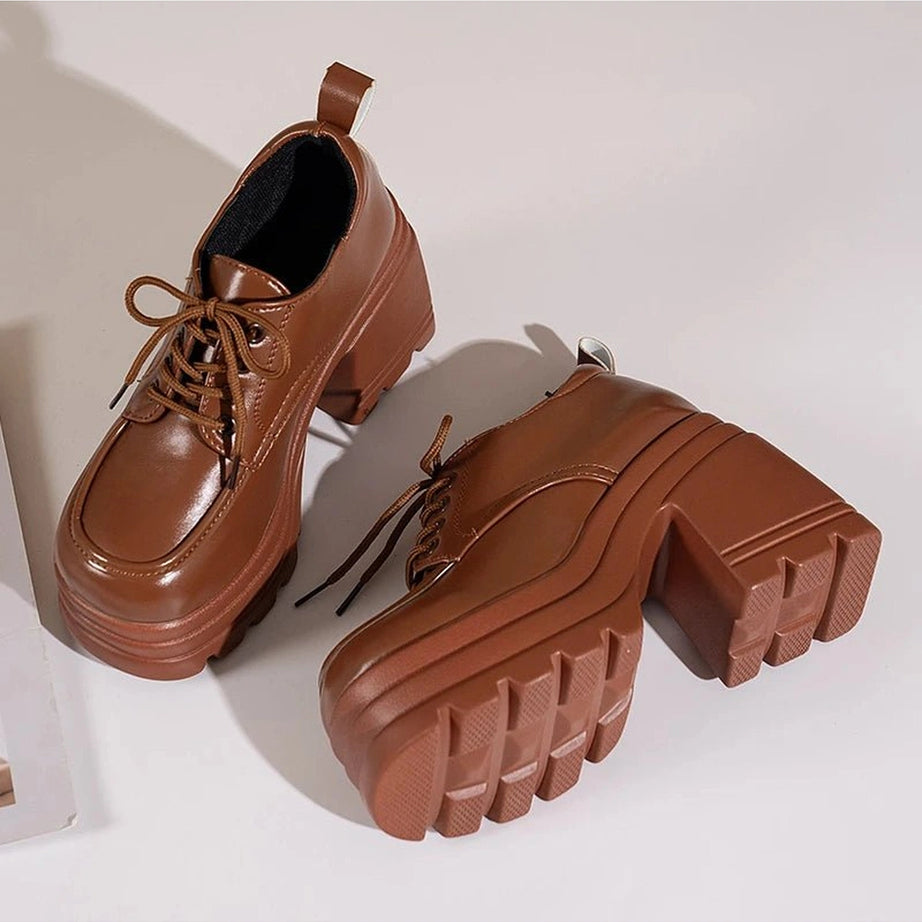 Aesthetic Eclipse Block Heel Boots Shoptery