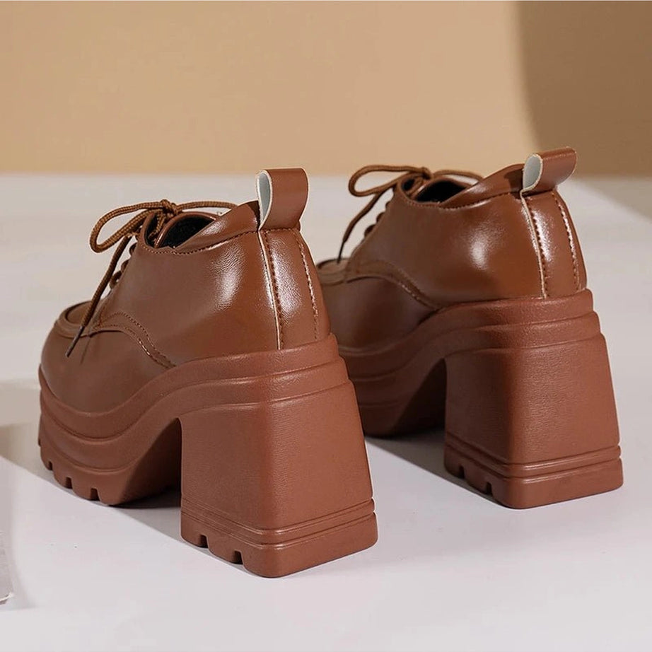 Aesthetic Eclipse Block Heel Boots Shoptery