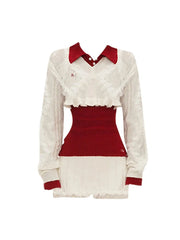 Edgy Fuzzy Sweater Long Sleeve Outfit Set Shoptery