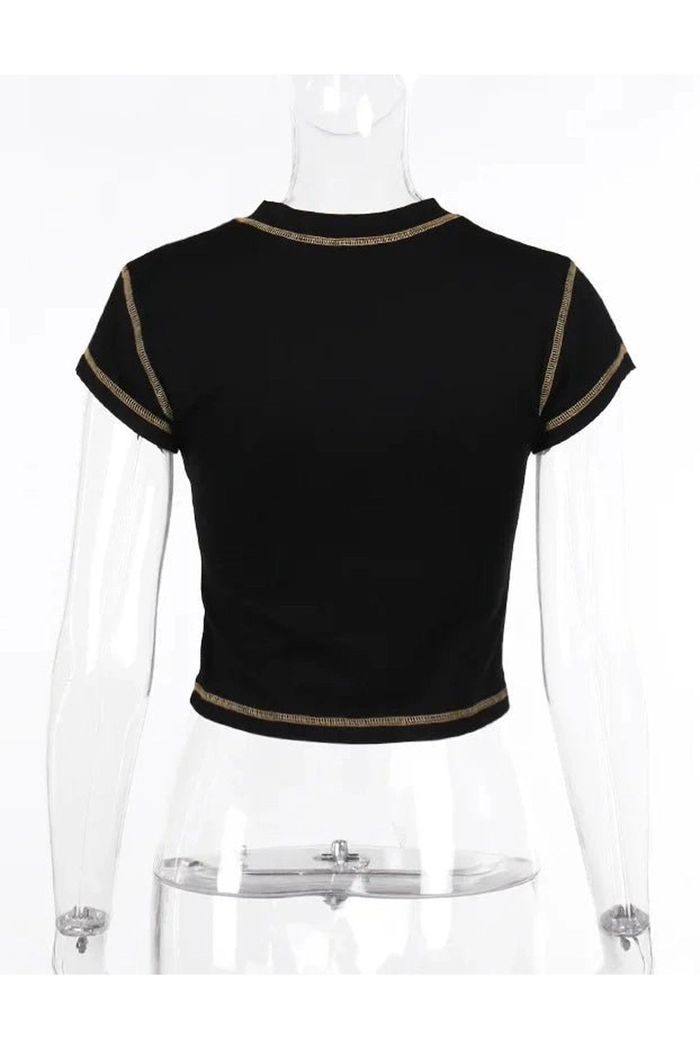 Edgy Text Print Keyhole Top Shoptery