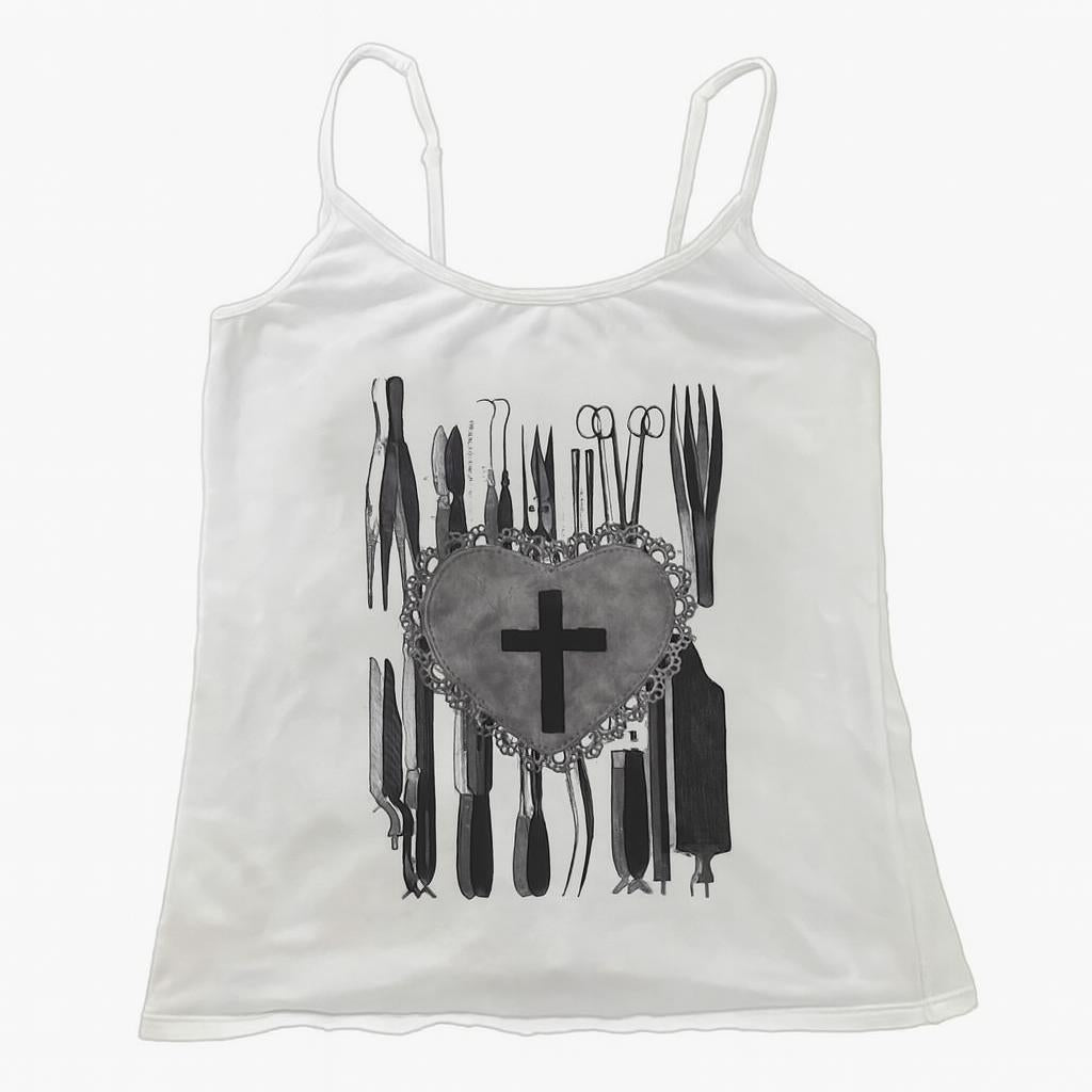 Alt Edgy Surgical Heart Top WHITE Shoptery