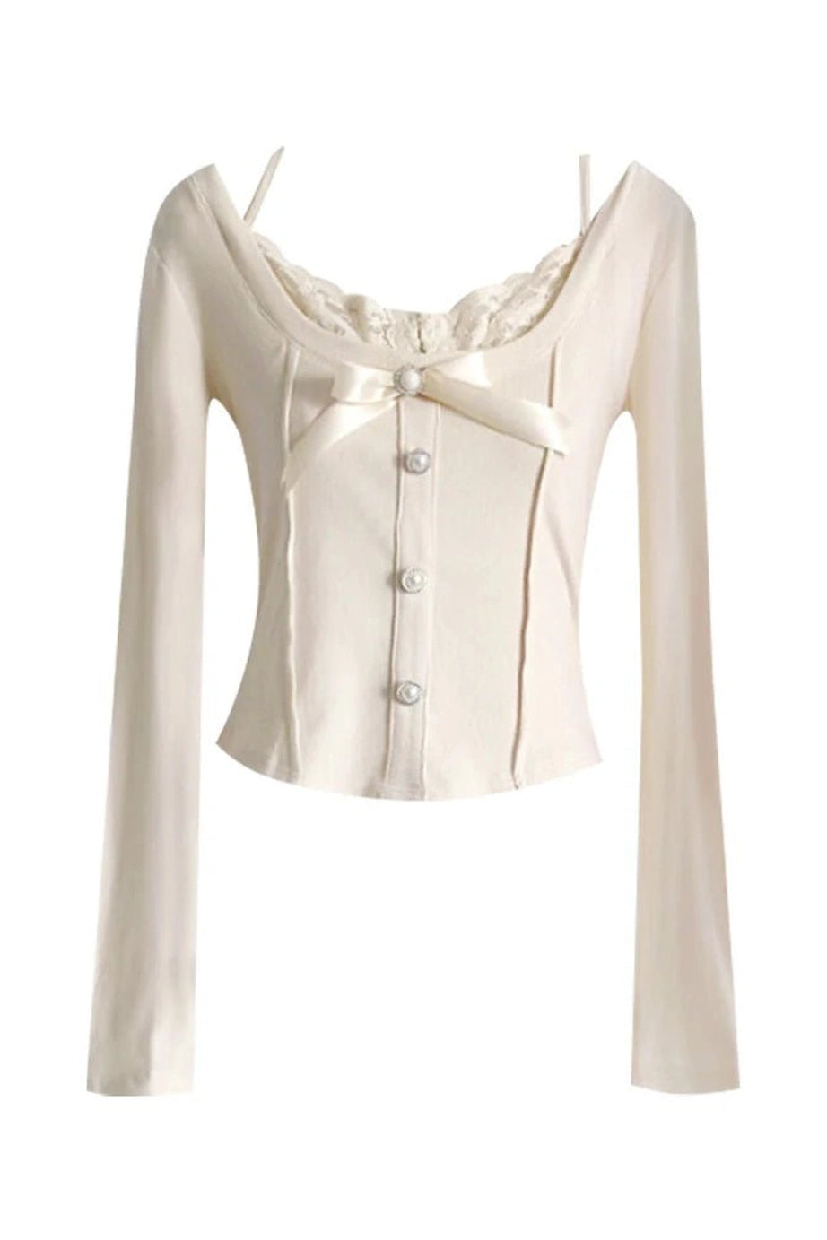 Elegant Bow Button - Up Blouse - 