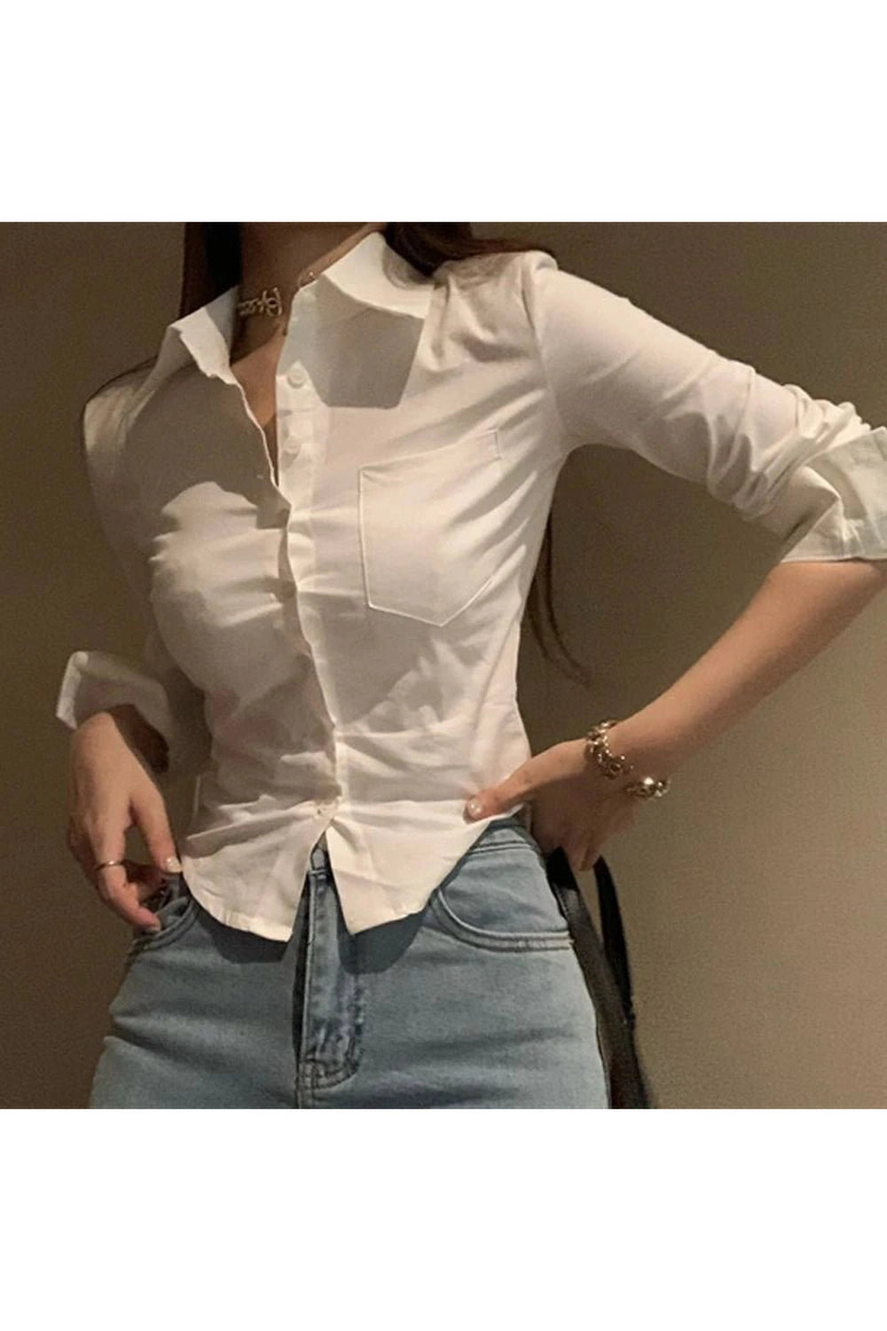 Elegant Cropped Blouse WHITE Shoptery