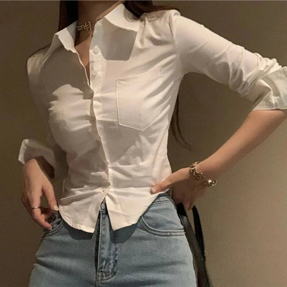 Elegant Cropped Blouse WHITE Shoptery