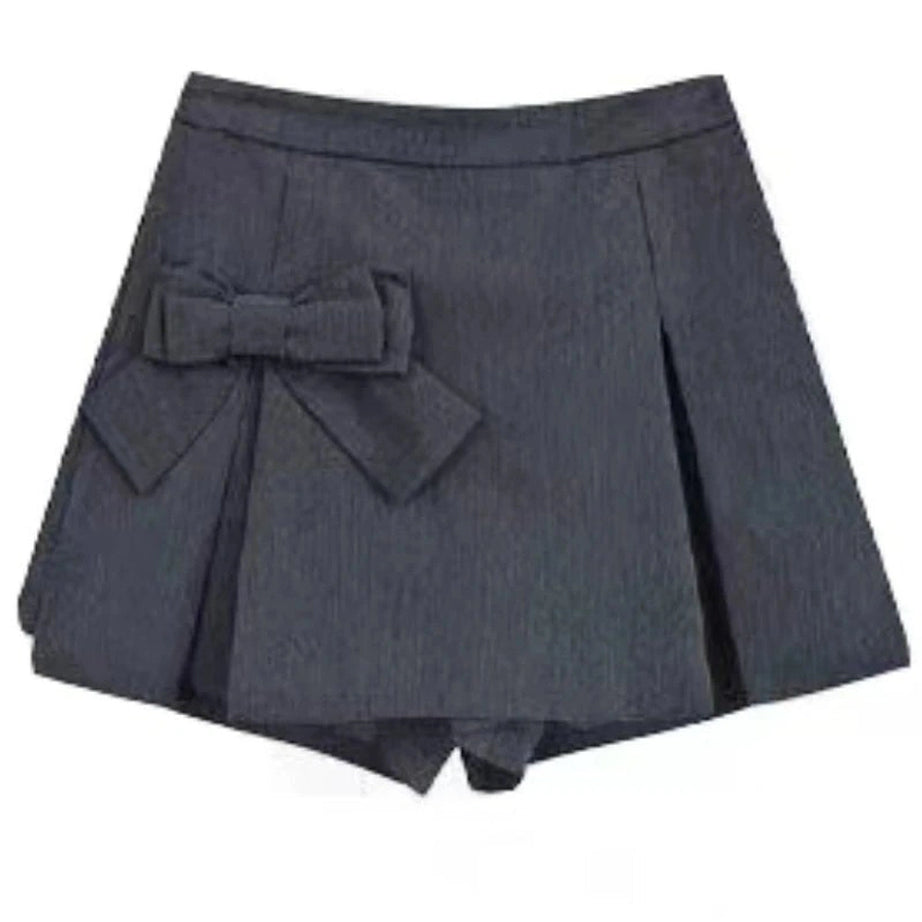 Acubi Elegant Ruffle Blouse and Bow Skirt Set skirt Shoptery