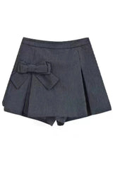 Acubi Elegant Ruffle Blouse and Bow Skirt Set skirt Shoptery