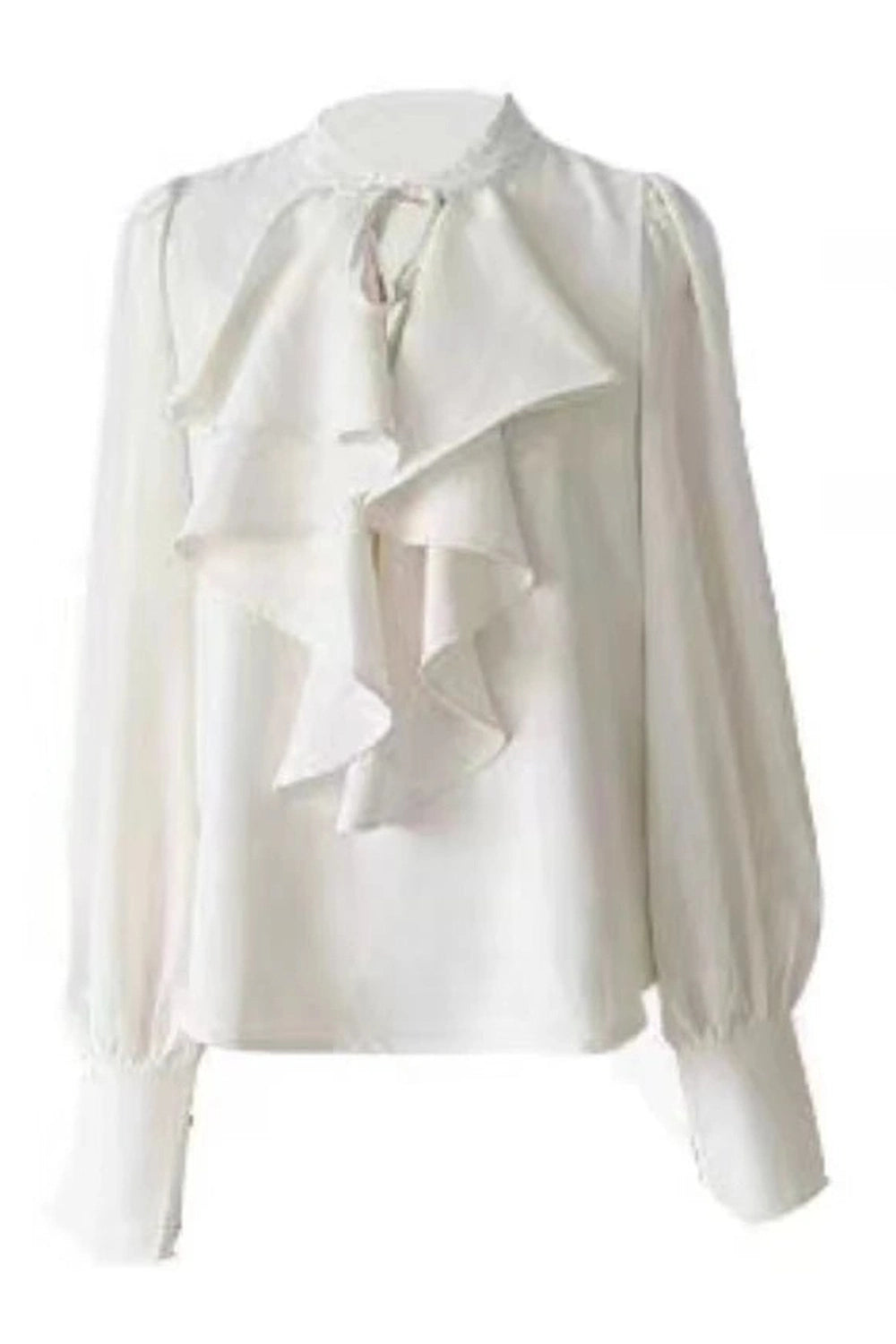 Acubi Elegant Ruffle Blouse and Bow Skirt Set tops Shoptery