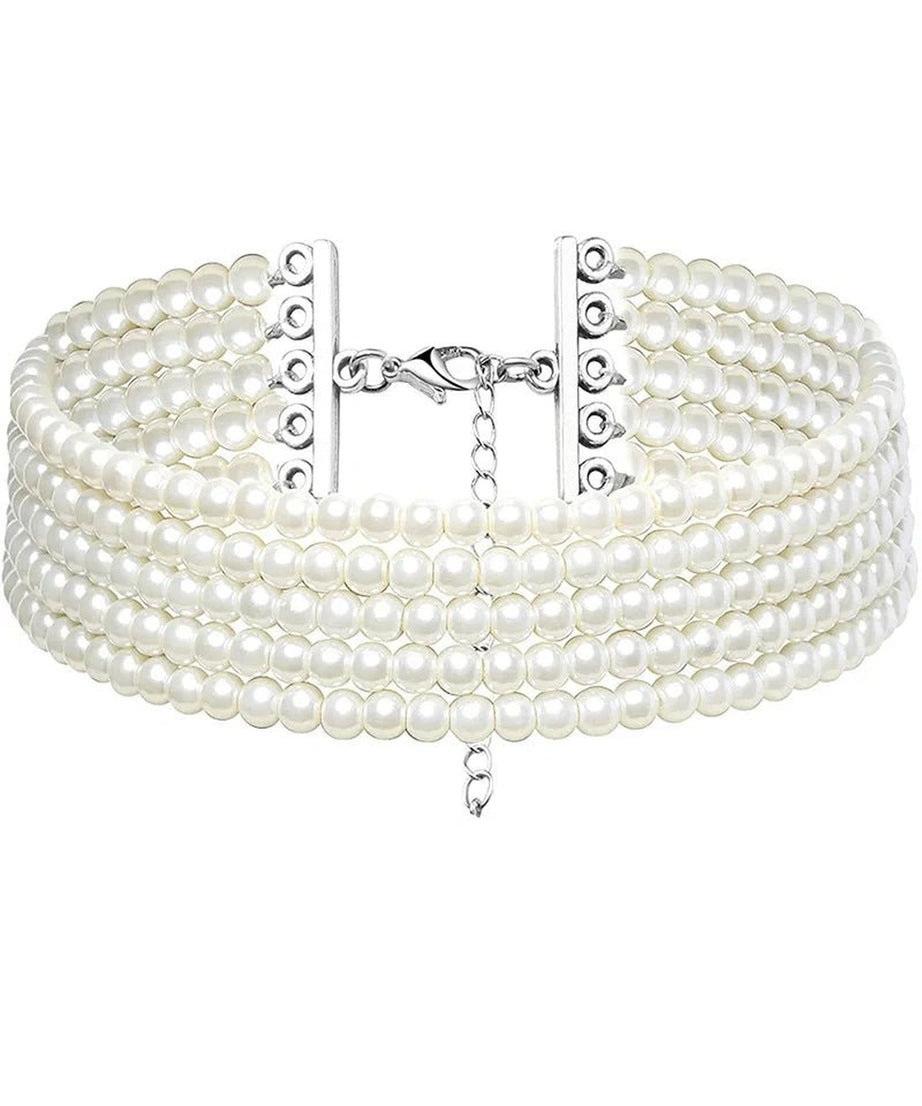 Elegant White Pearl Choker - Chokers