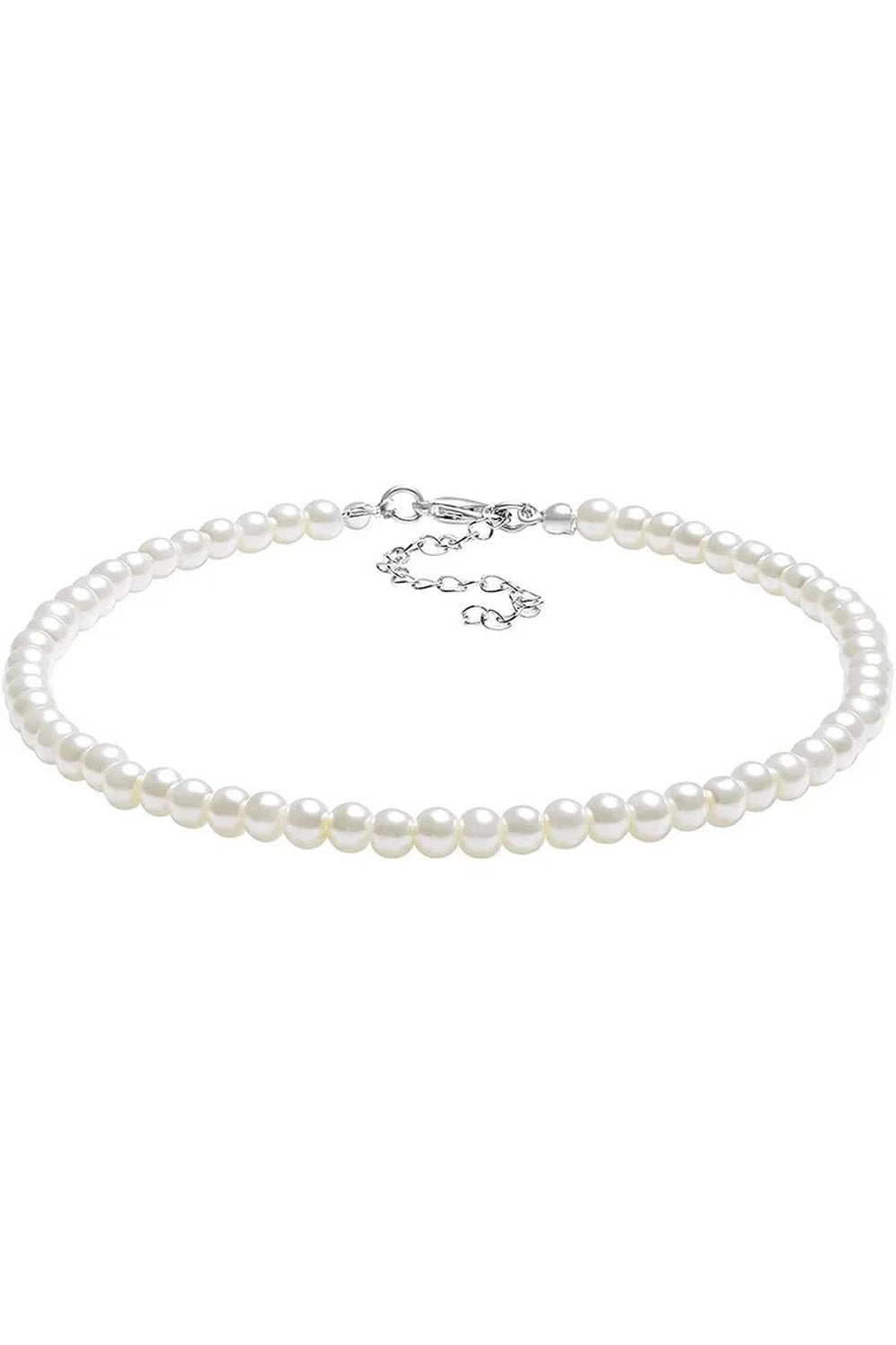 Aesthetic Elegant White Pearl Choker 1 Row Shoptery