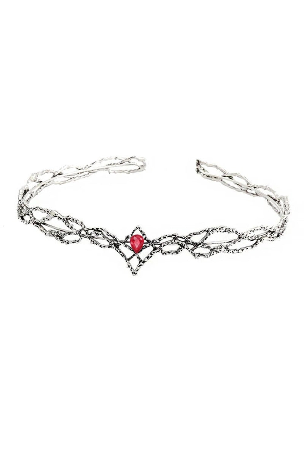 Aesthetic Elves Crown Tiara Silver Red Shoptery